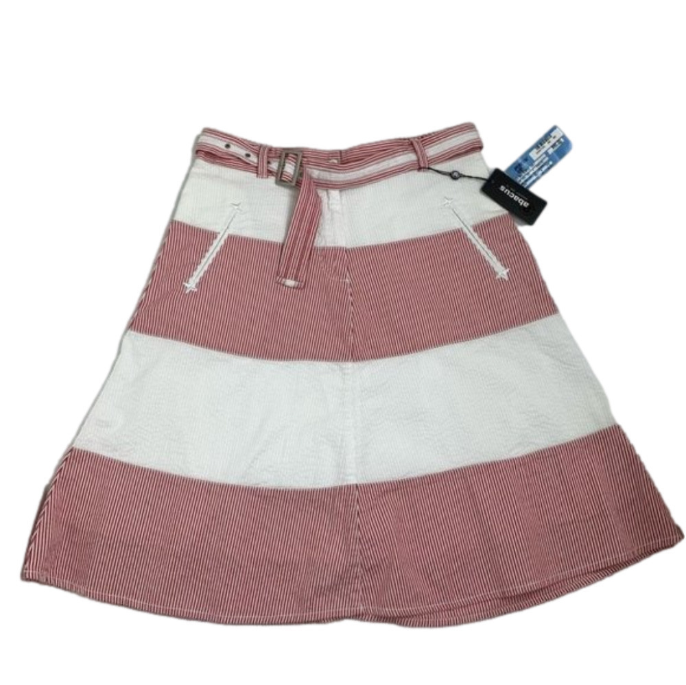 Abacus Red & White Searsucker A line Skirt